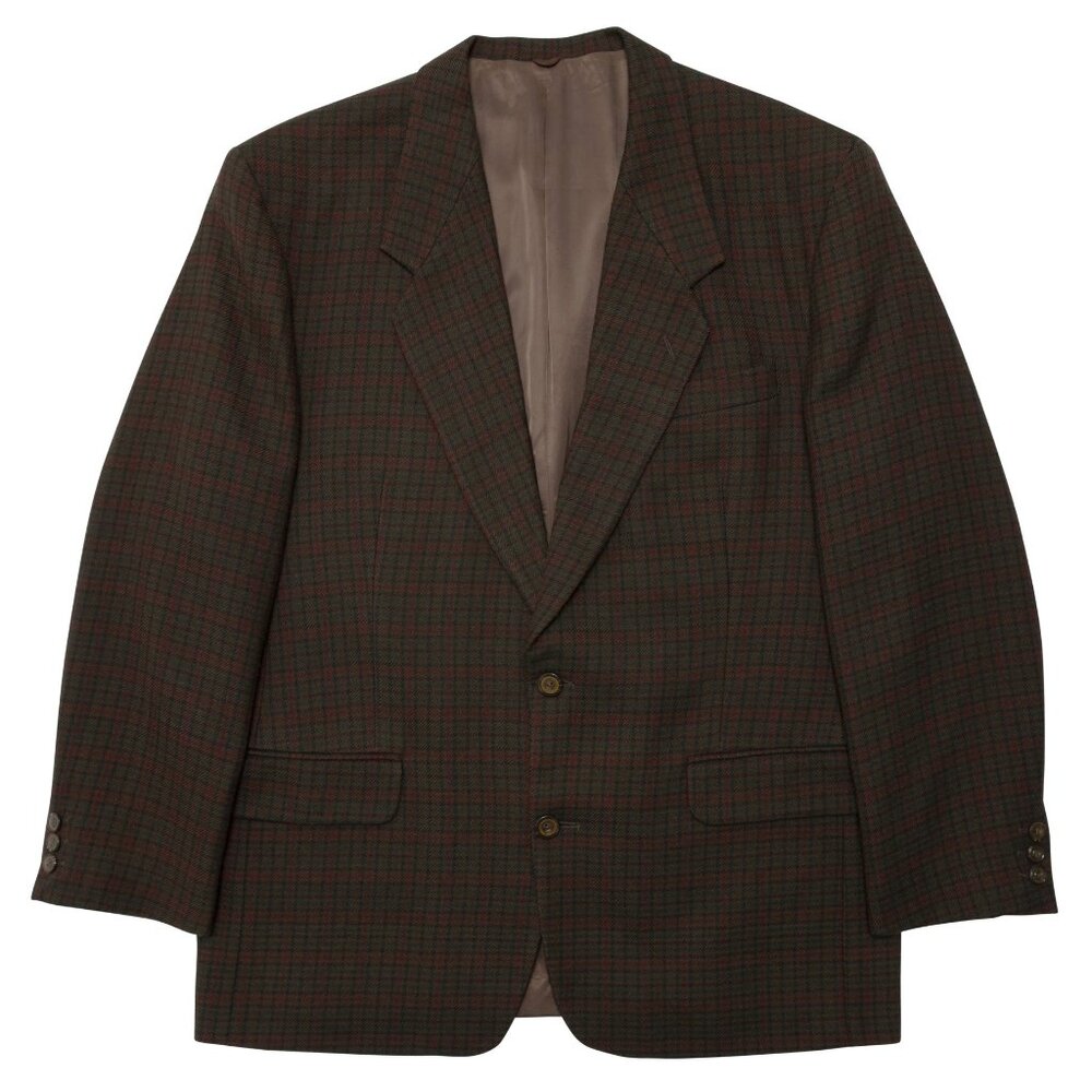 INTERNATIONAL CLUB (Fiji) 70s Plaid Brushed Wool Twill Weave Sport Coat : XXL